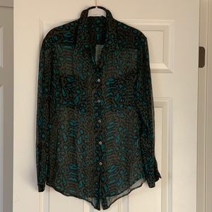 Equipment Leopard Silk Button Up
